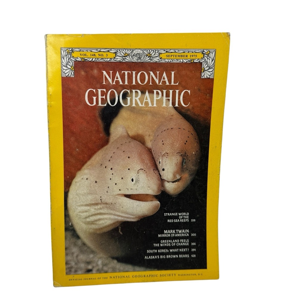 Vintage National Geographic Magazine September 1975 Red Sea Reefs Mark Twain